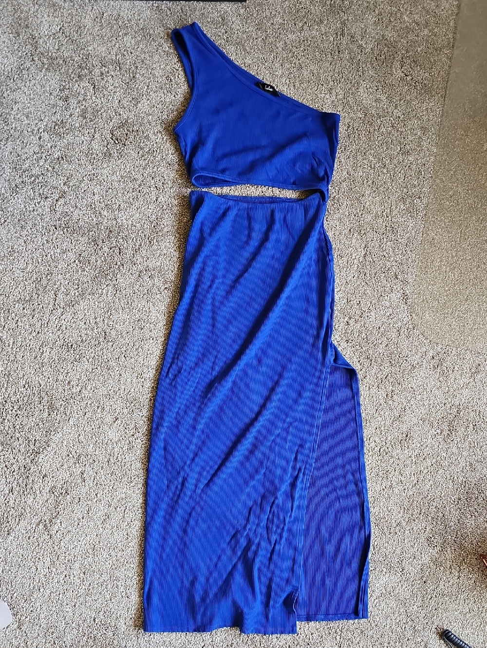 Lulu's Royal Blue One-Shoulder Cutout Maxi Dress
